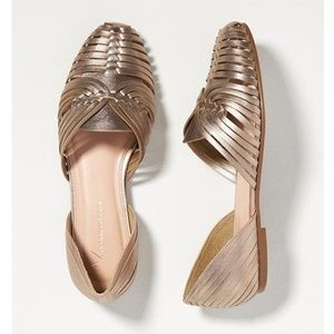 Anthropologie Leyla Woven Flats in Gold size 40
